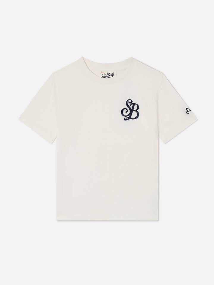 Cameron T-Shirt in Weiß mit SB-Monogrammstickerei 