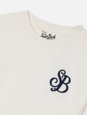 Cameron t-shirt in white with SB monogram embroidery