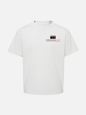Cameron cotton T-shirt in white with Fotomonello embroidery
