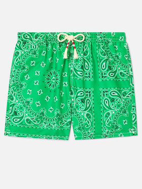 Green bandana Caprese swim shorts