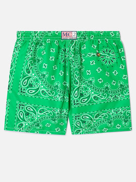 Green bandana Caprese swim shorts