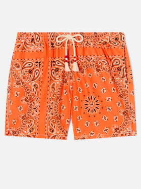 Bañador tipo shorts con bandana naranja Caprese 