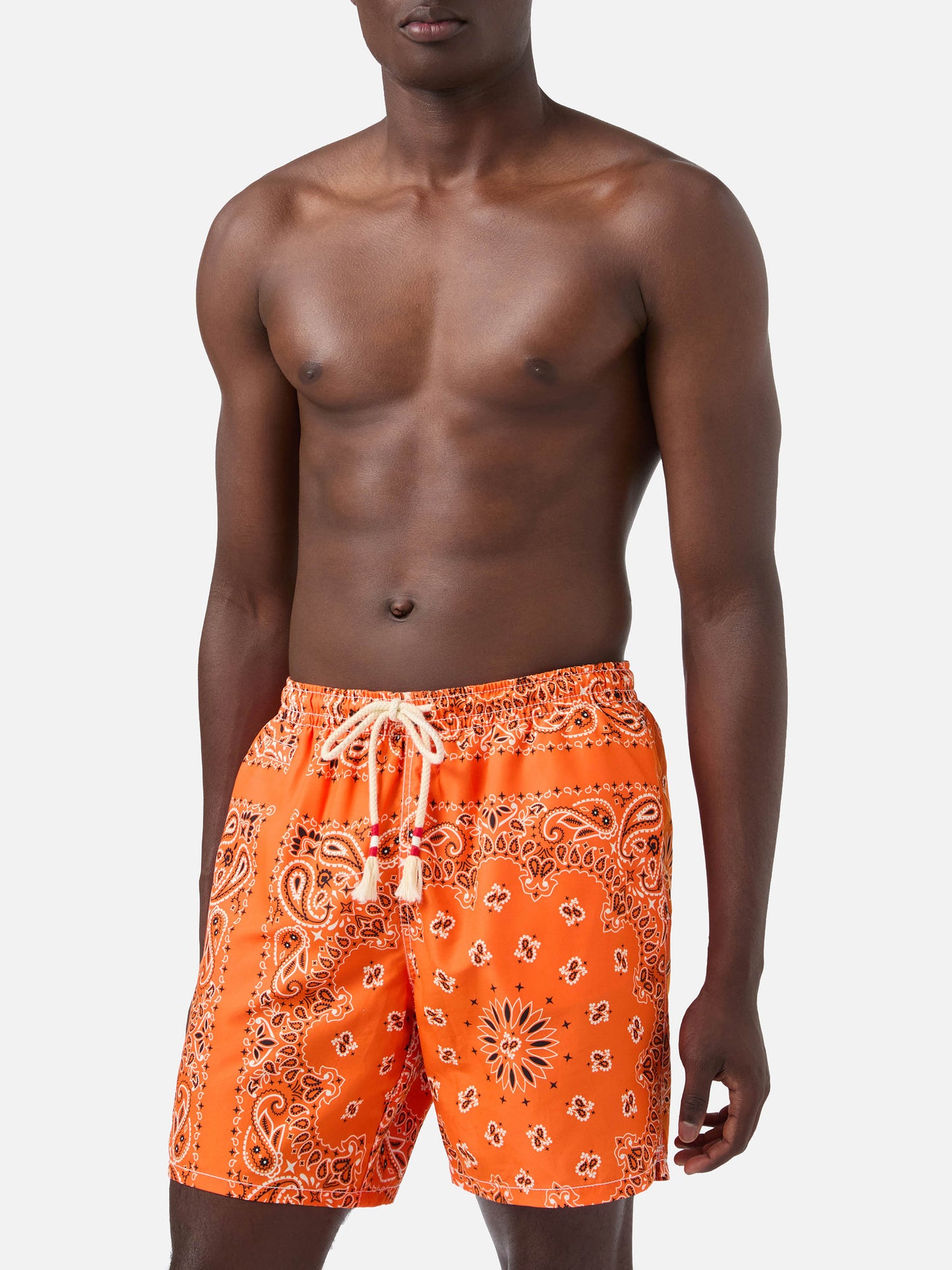 Costume mare Caprese stampa bandana arancione