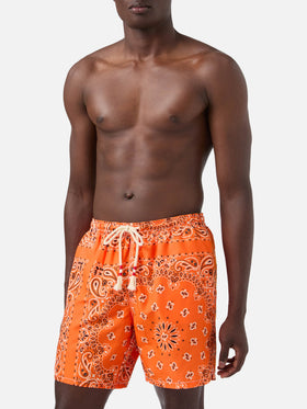 Costume mare Caprese stampa bandana arancione