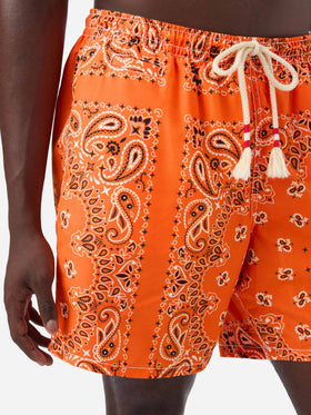 Costume mare Caprese stampa bandana arancione