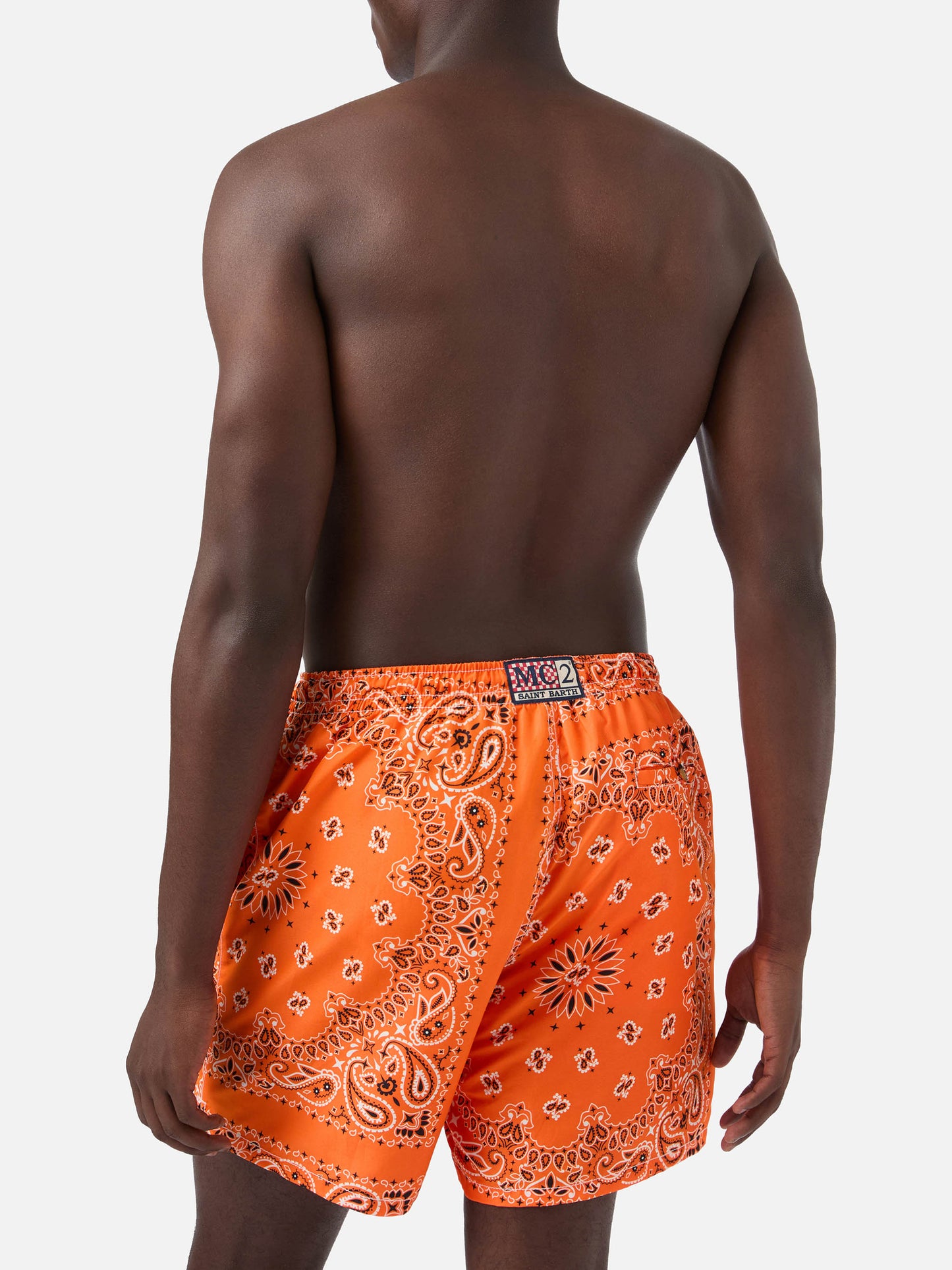 Costume mare Caprese stampa bandana arancione