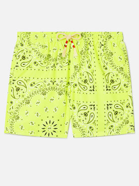 Fluo yellow bandana Caprese swim shorts