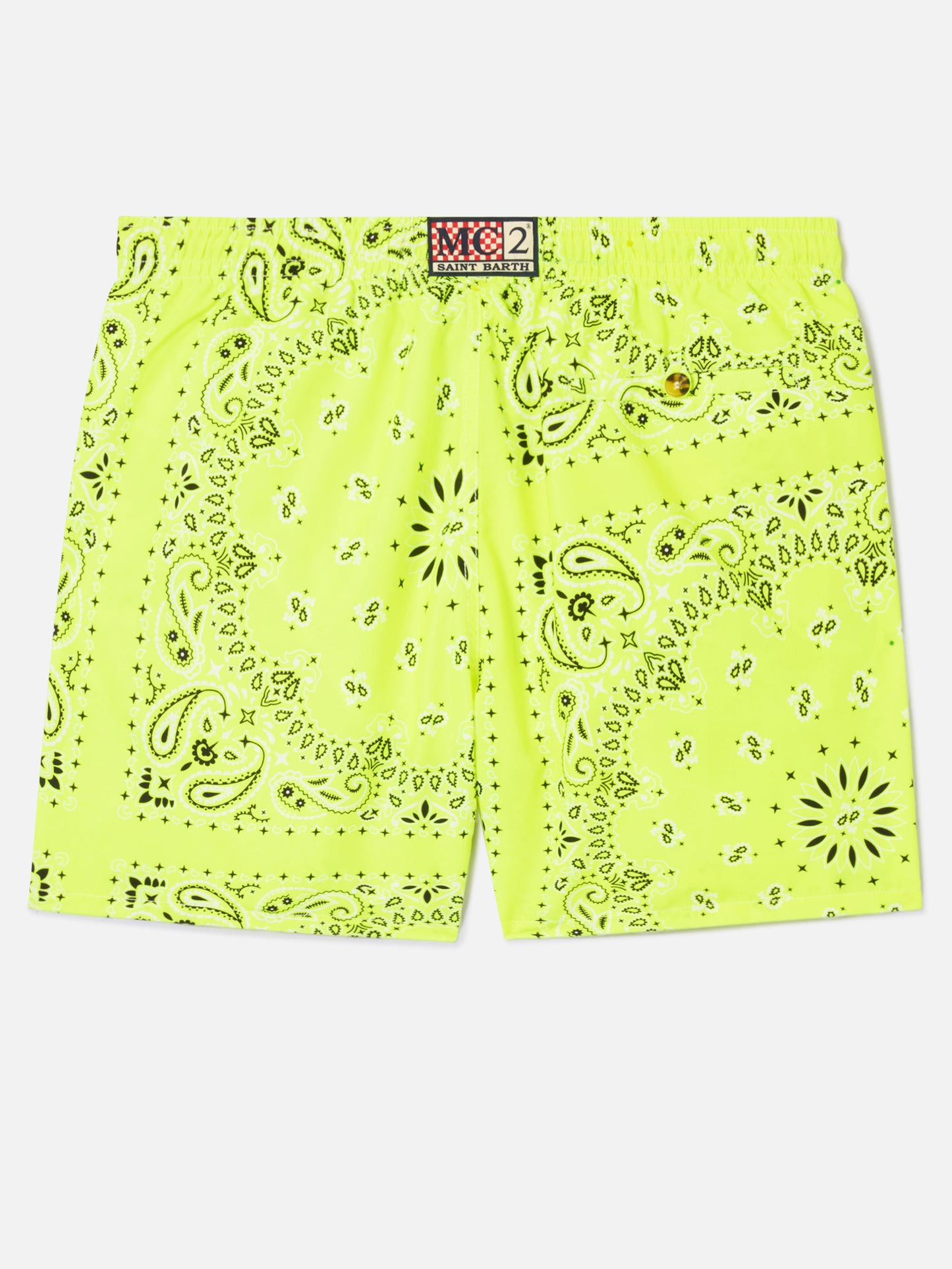 Fluo yellow bandana Caprese swim shorts