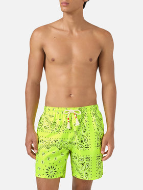 Costume mare Caprese stampa bandana giallo fluo