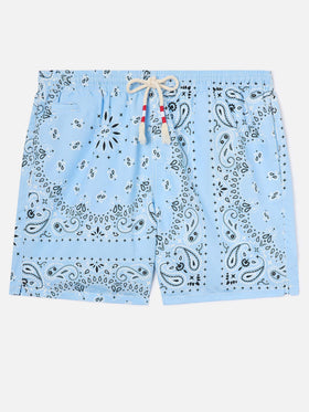 Caprese swim shorts with light blue bandana print