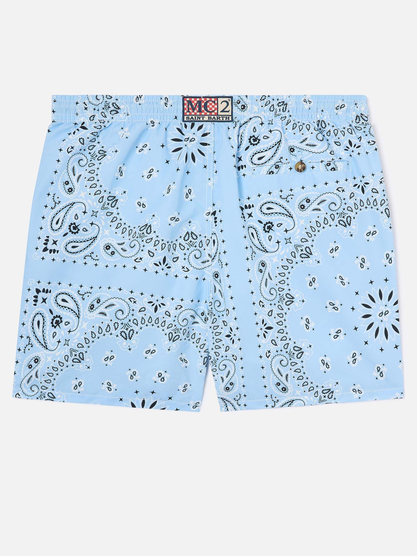 Caprese swim shorts with light blue bandana print