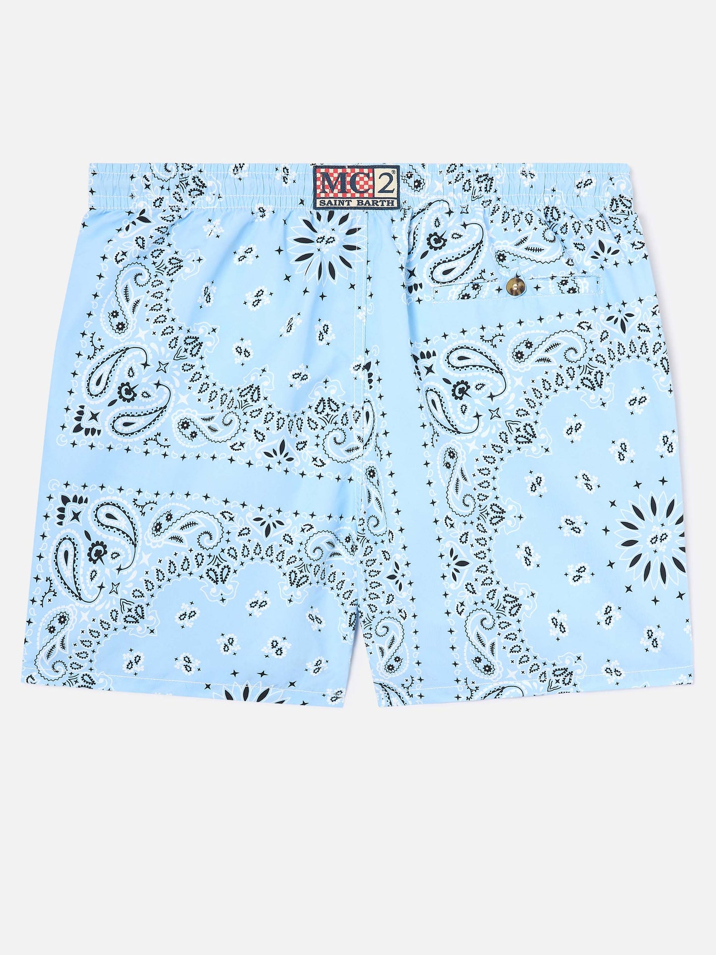Costume mare Caprese con stampa bandana azzurro