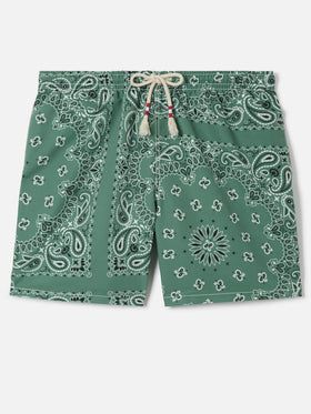 Short de bain Caprese avec imprimé bandana vert militaire 