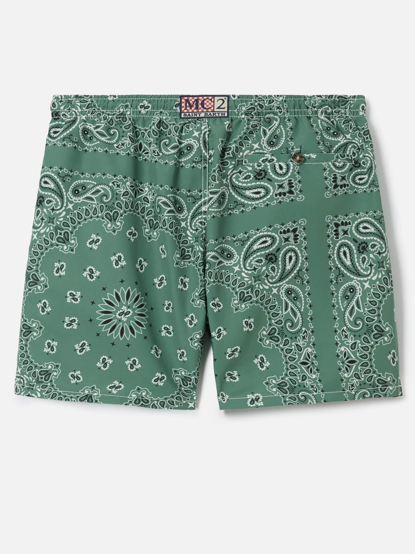 Short de bain Caprese avec imprimé bandana vert militaire 