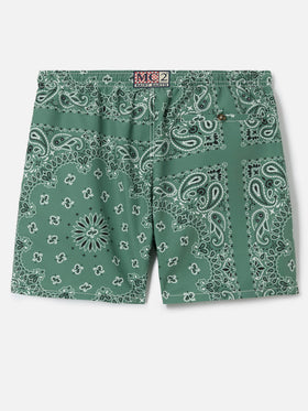Short de bain Caprese avec imprimé bandana vert militaire 