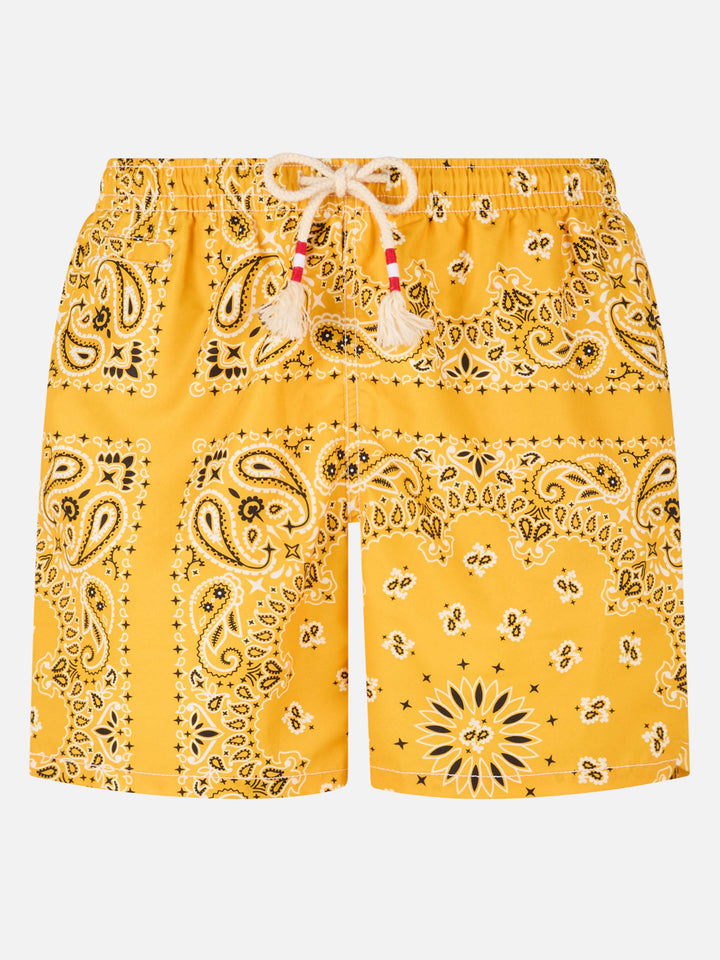 Costume mare Caprese stampa bandana ocra