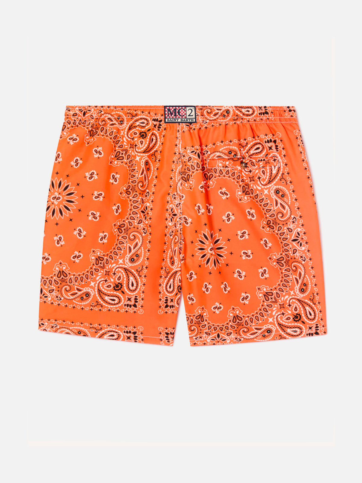 Badehose für Jungen mit orangefarbenem Bandana-Print 