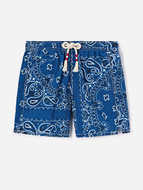 Bañador corto Caprese Jr con estampado bandana azul navy 