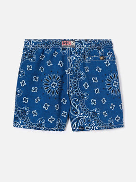 Bañador corto Caprese Jr con estampado bandana azul navy 