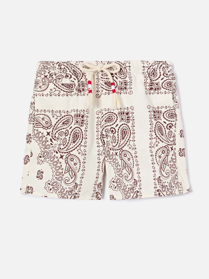Costume Caprese Jr con stampa bandana bianco panna