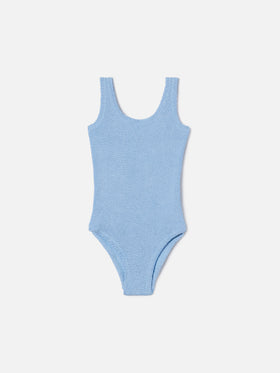 Cara crinkle one-piece swimsuit in light blue