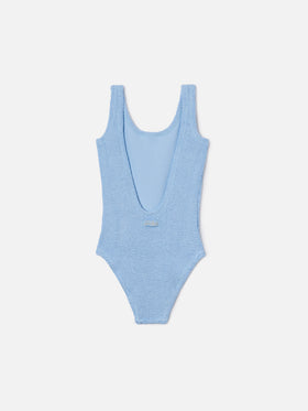 Cara crinkle one-piece swimsuit in light blue