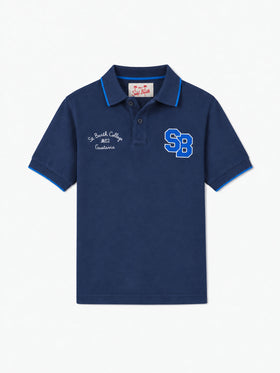 Polo en piqué de coton bleu pour garçon 