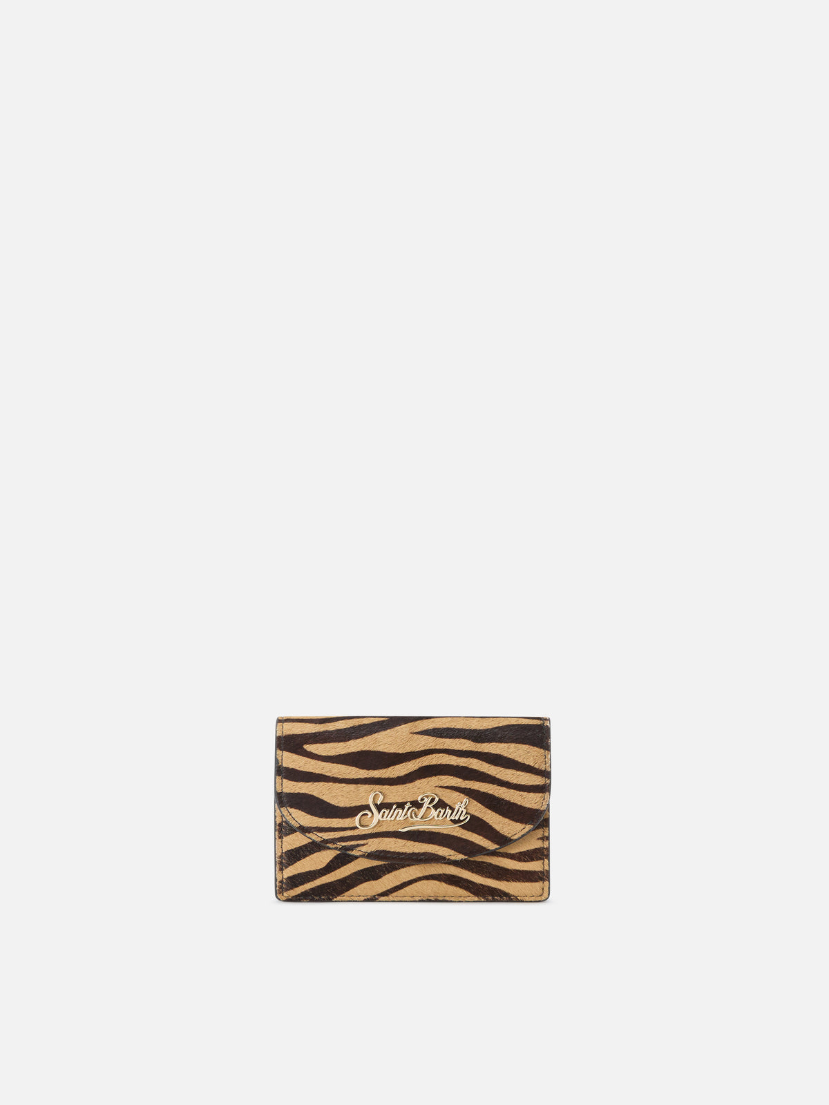 Leder-Kartenetui mit Zebra-Print 