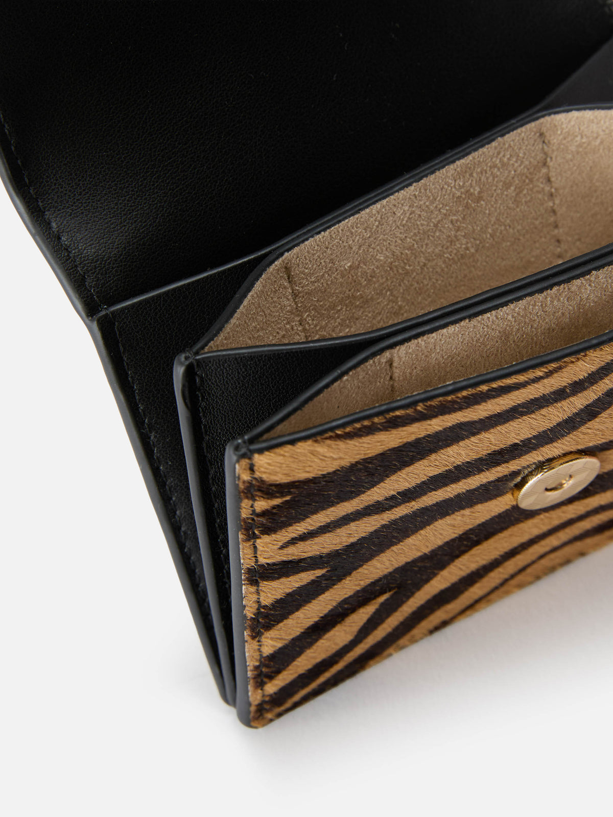 Leder-Kartenetui mit Zebra-Print 