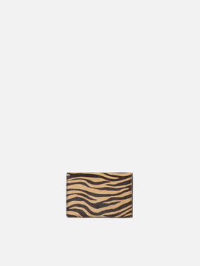 Leder-Kartenetui mit Zebra-Print 
