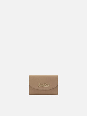 Porte-cartes en cuir noisette martelé 