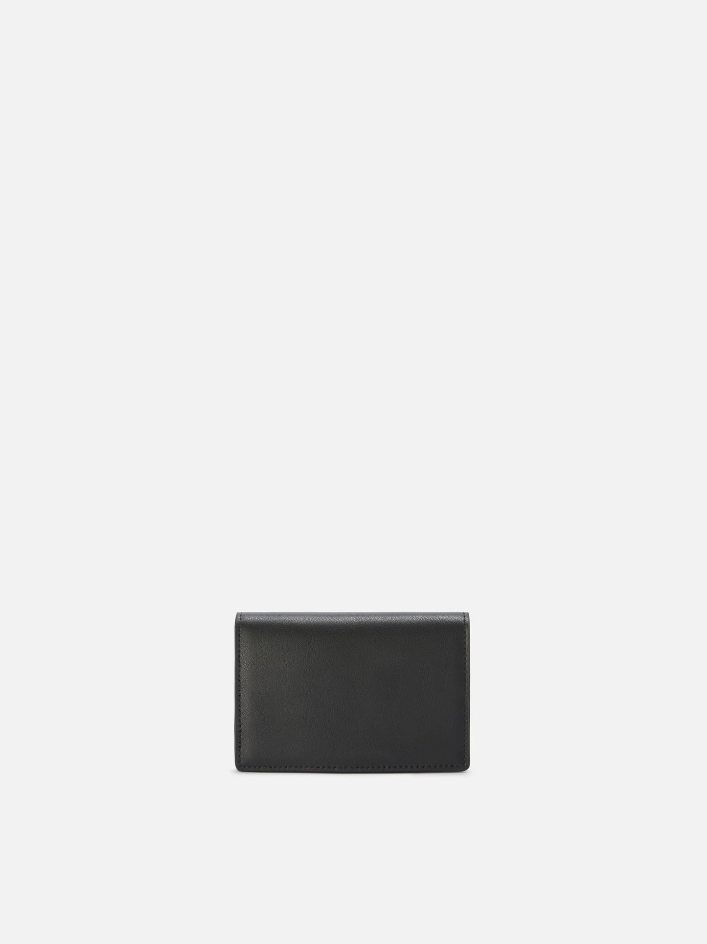 Porte-cartes en cuir lisse noir avec logo en métal 