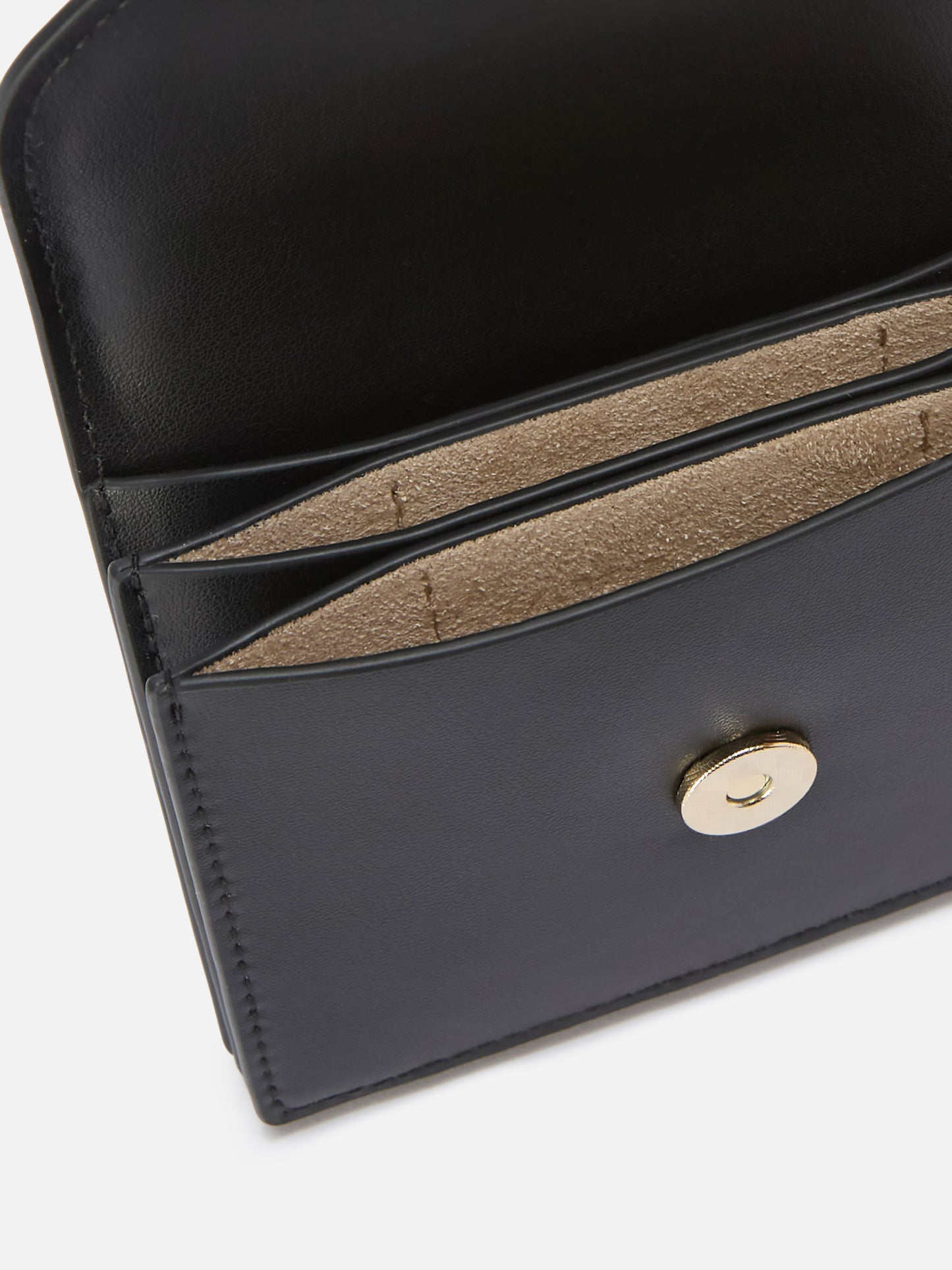 Porte-cartes en cuir lisse noir avec logo en métal 