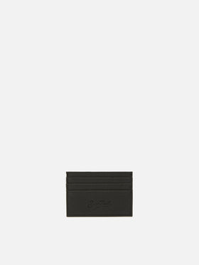 Porte-cartes en cuir grainé noir 