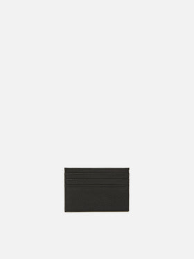 Porte-cartes en cuir grainé noir 