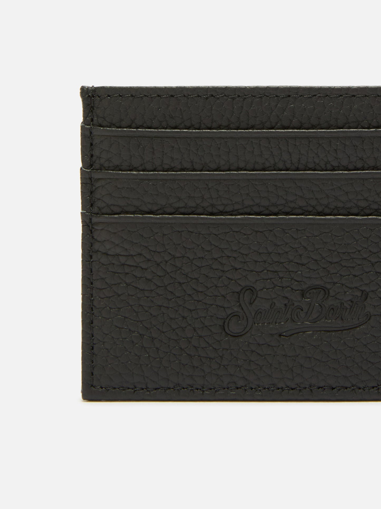 Porte-cartes en cuir grainé noir 