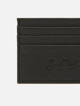Porte-cartes en cuir grainé noir 