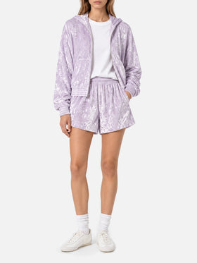 Kurze Chenille-Shorts Cate in Flieder 