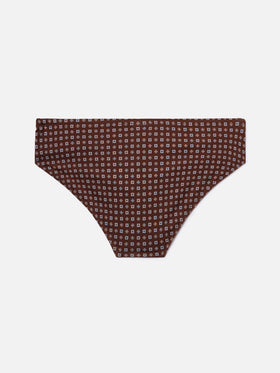 Cayo brown solid swim briefs with geometric print