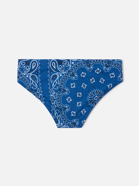 Slip de bain Cayo à imprimé bandana navy 