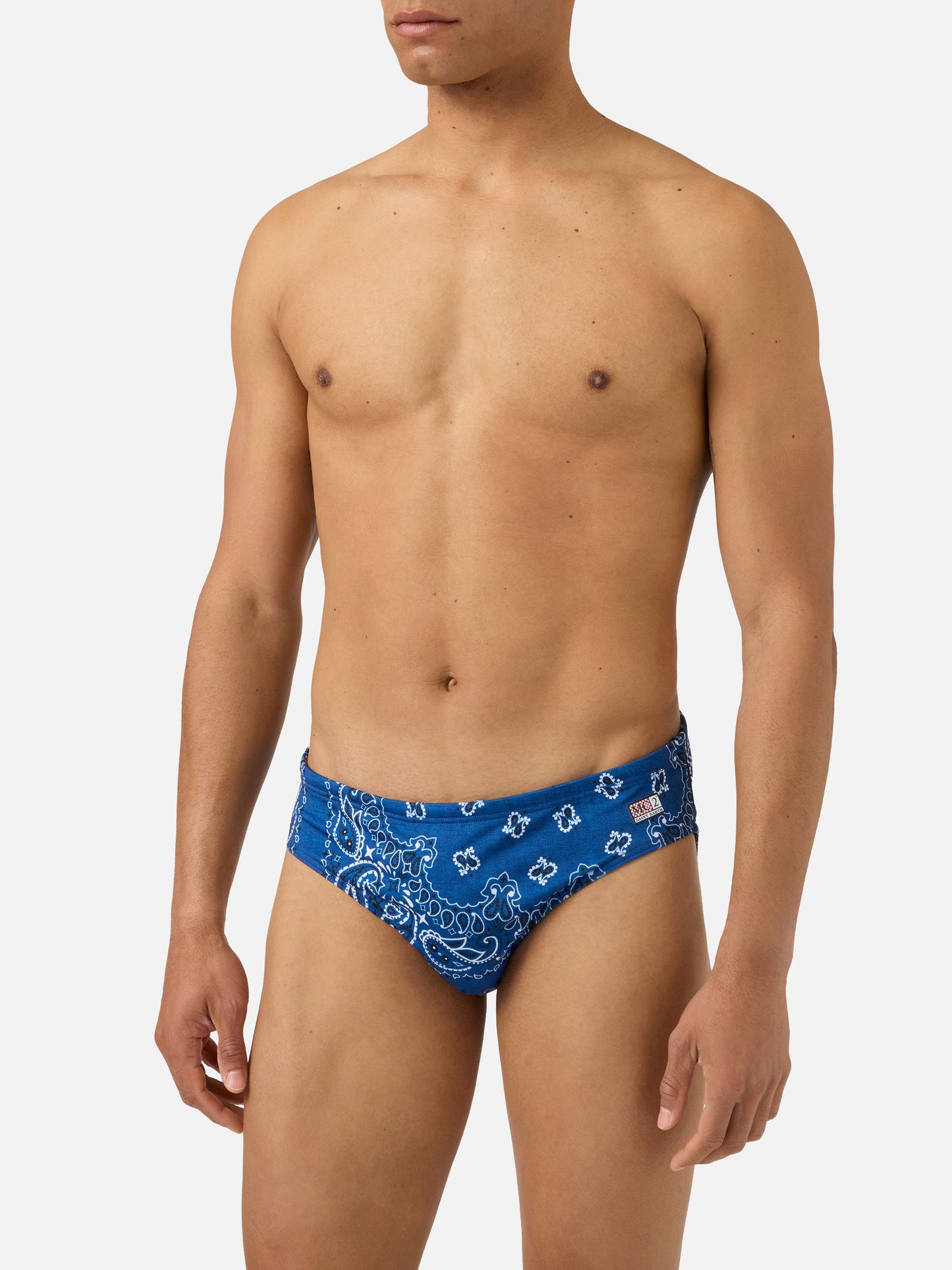 Slip de bain Cayo à imprimé bandana navy 