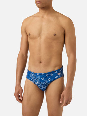 Slip de bain Cayo à imprimé bandana navy 