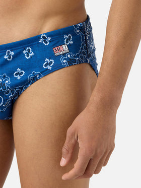 Slip de bain Cayo à imprimé bandana navy 