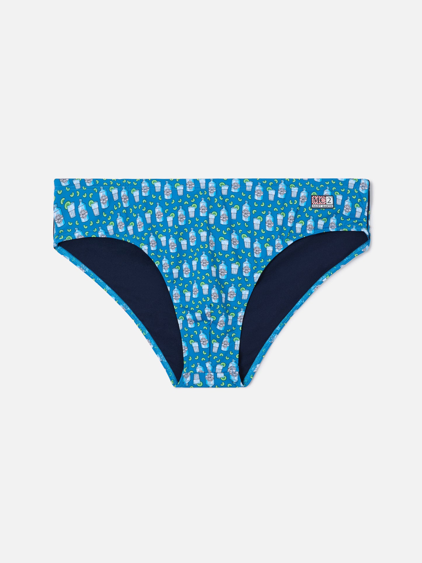 Slip de bain Cayo bleu marine avec imprimé cocktail all-over 