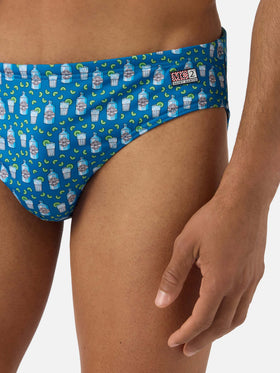 Slip de bain Cayo bleu marine avec imprimé cocktail all-over 