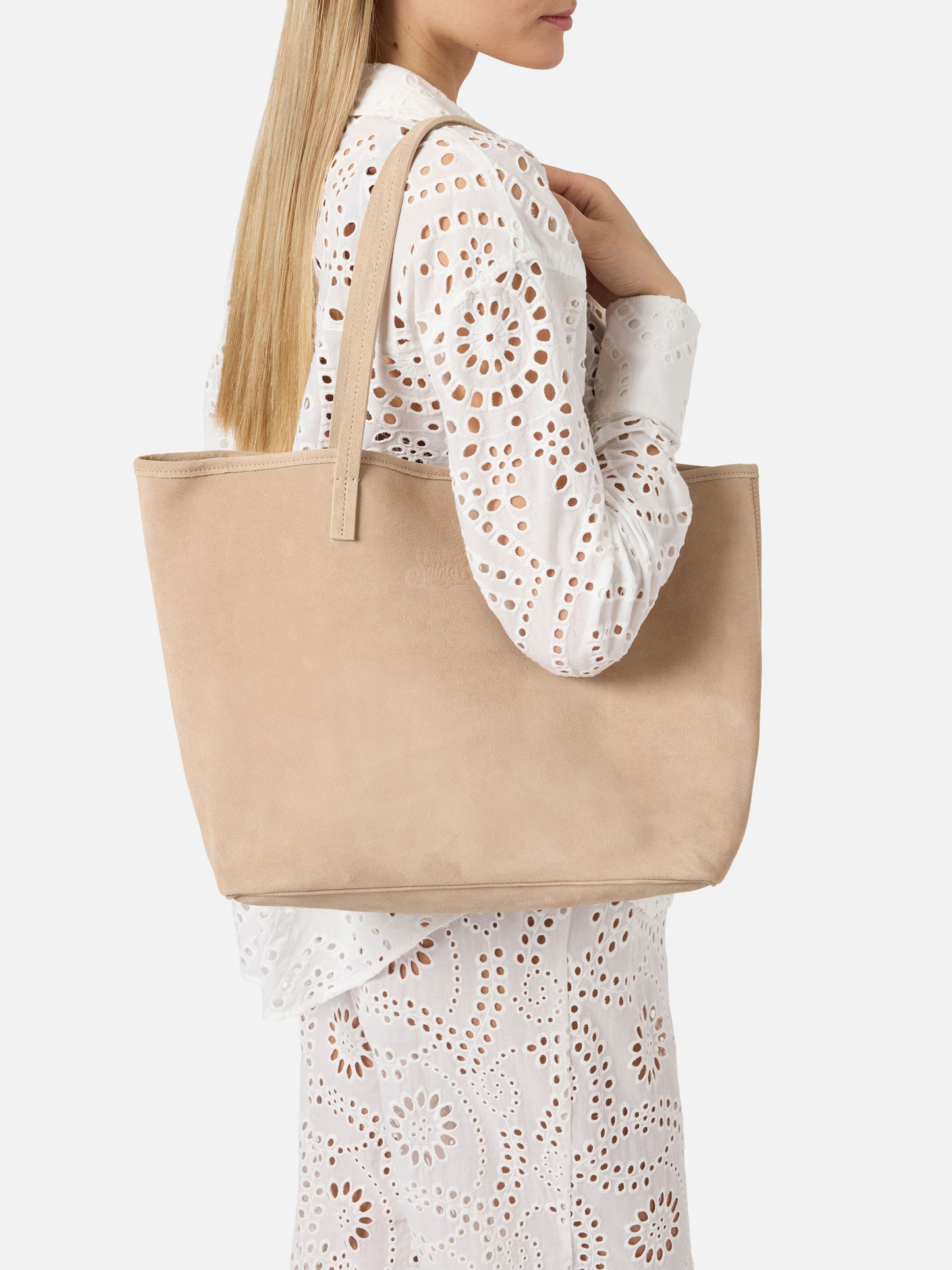 Bolso City regular de ante beige 