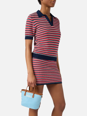 Bolso mini City de nailon azul claro 
