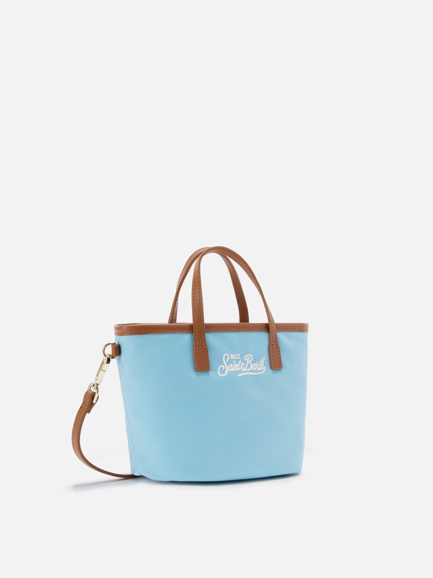 Bolso mini City de nailon azul claro 