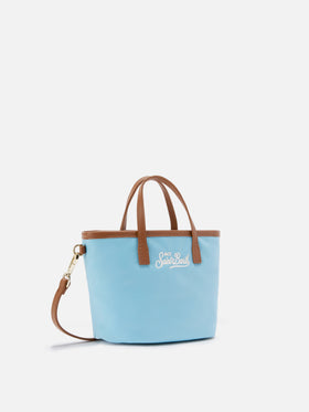 Bolso mini City de nailon azul claro 
