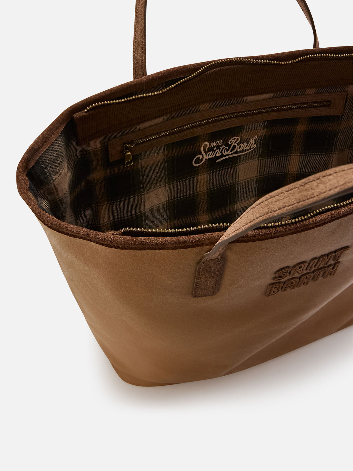 Gewachste Nut Large City Tasche mit Logo-Stickerei 